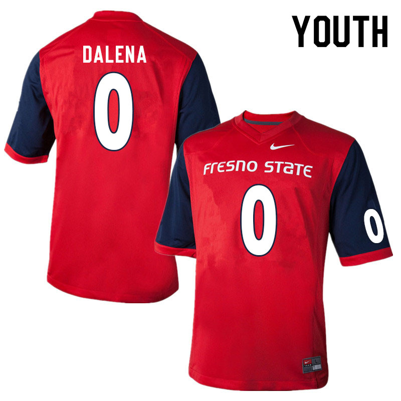 Youth #0 Mac Dalena Fresno State Bulldogs College Football Jerseys Sale-Red - Click Image to Close